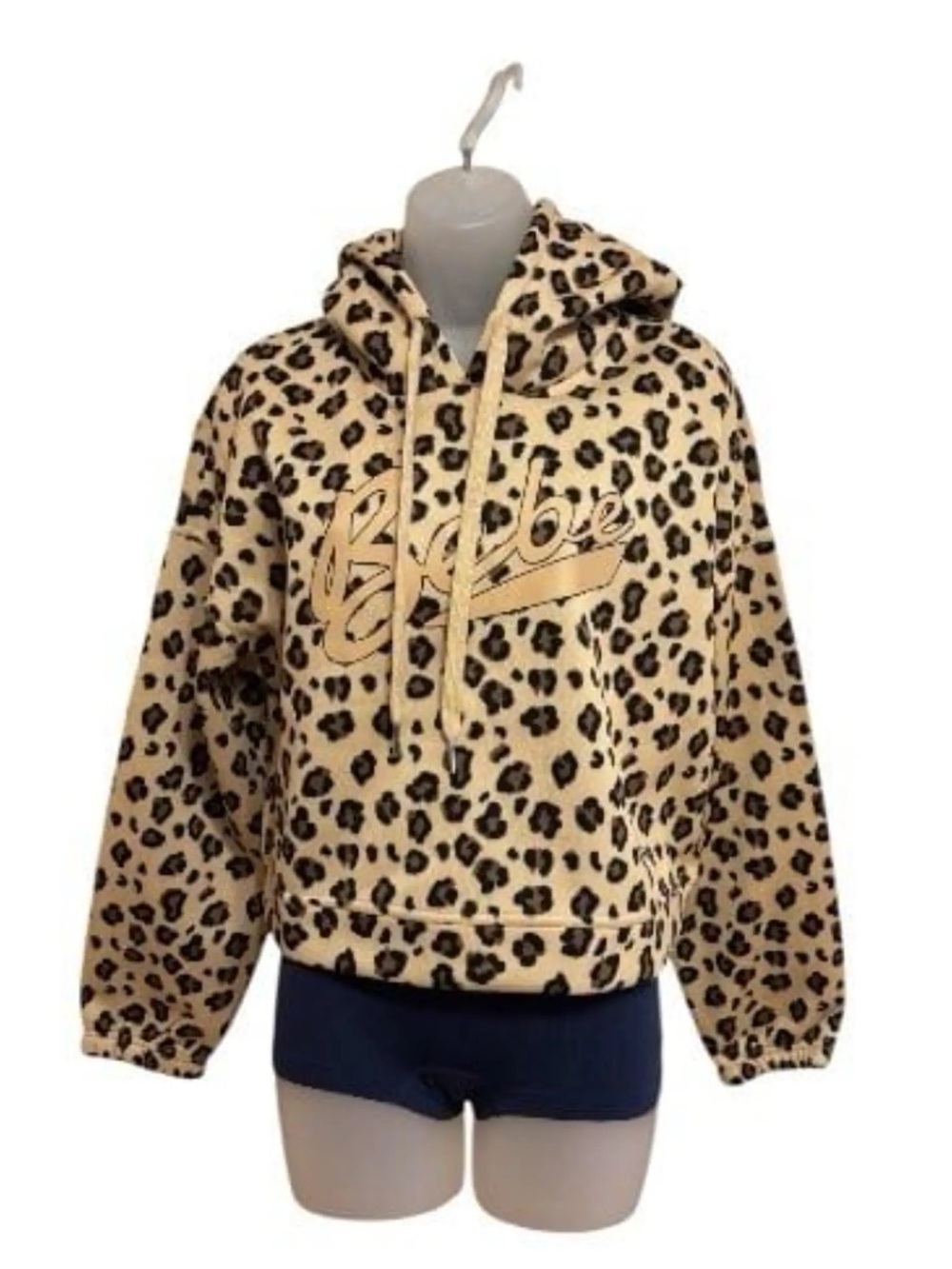 bebe Leopard Print Cropped Hoodie Size XL Like New